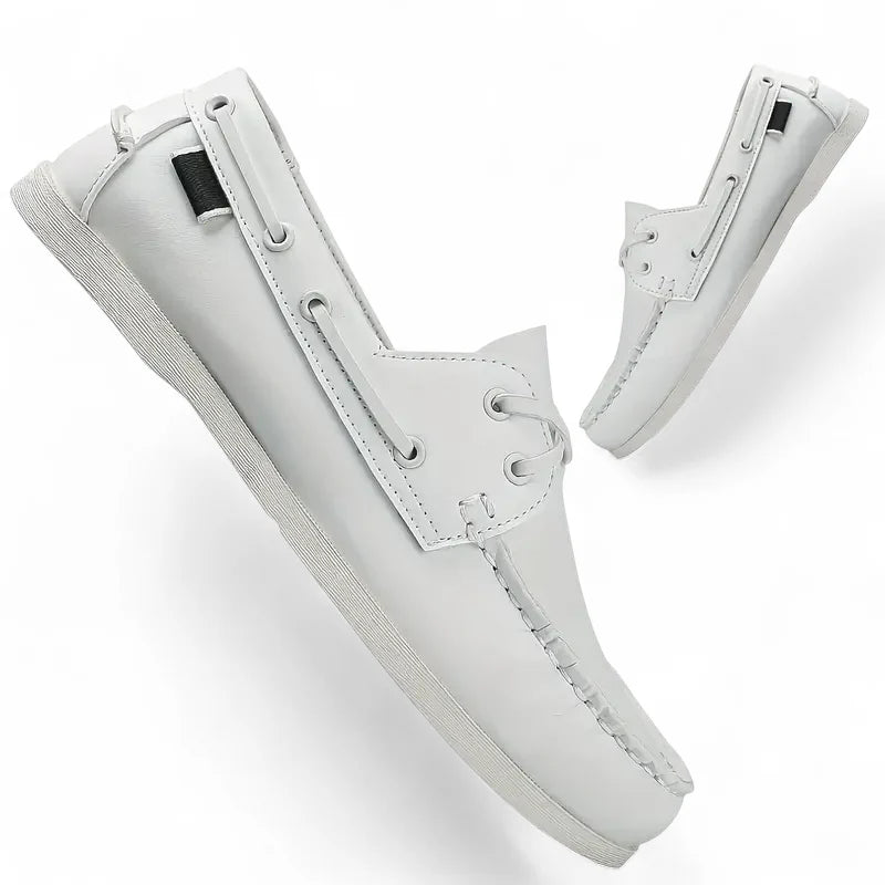 Mocassin En Cuir à Lacet Blanc Pour Homme