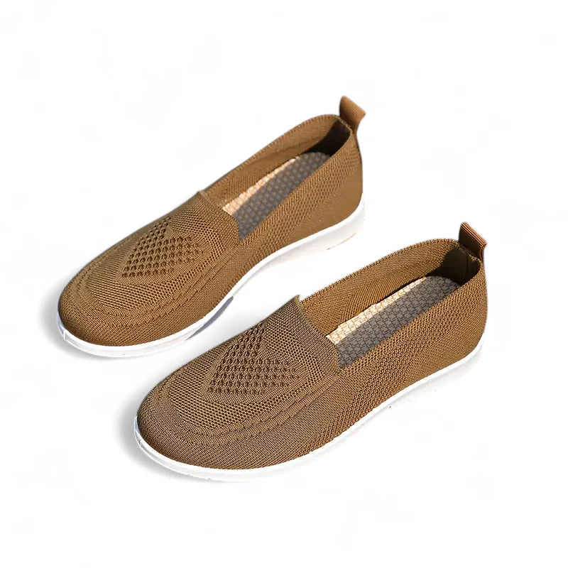 Mocassin Pour Femme En Tissu Maron