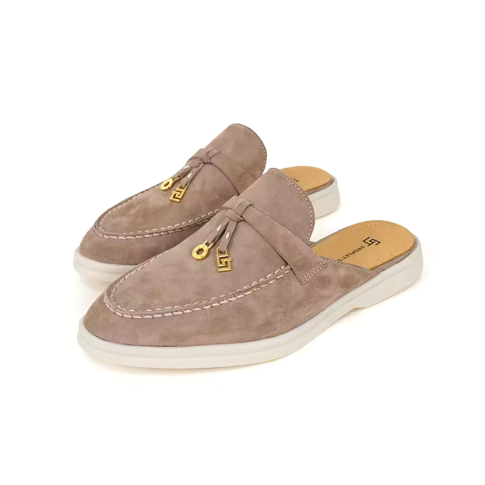 Mocassin Ouvert En Daim Marron Clair Gland