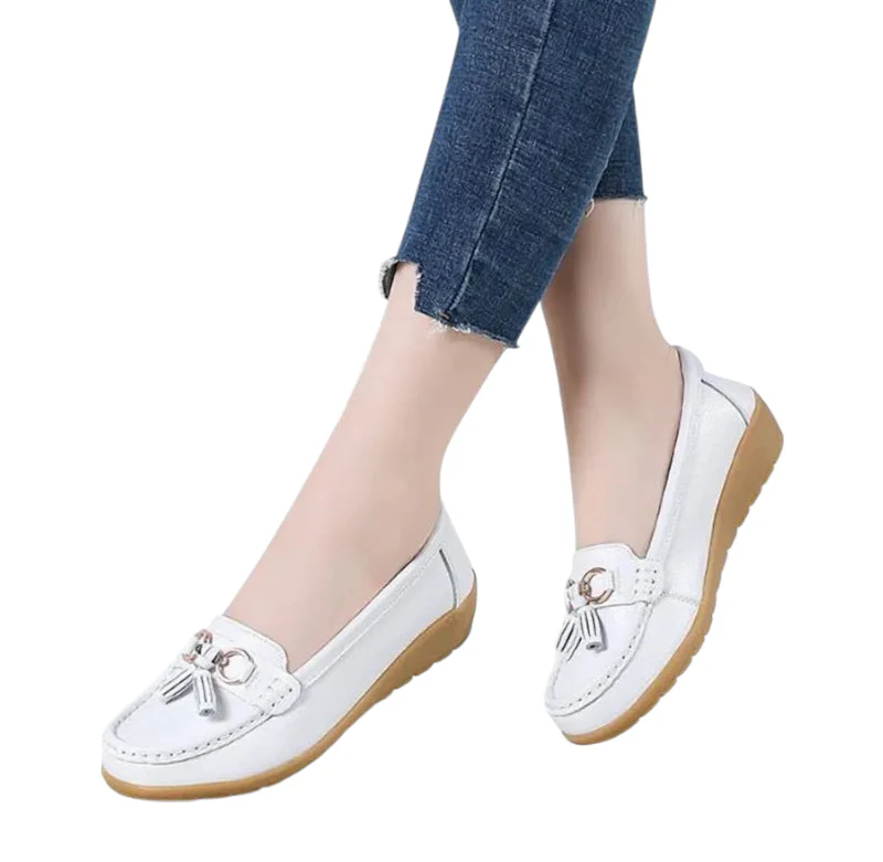 Mocassin Compense Femme Blanc