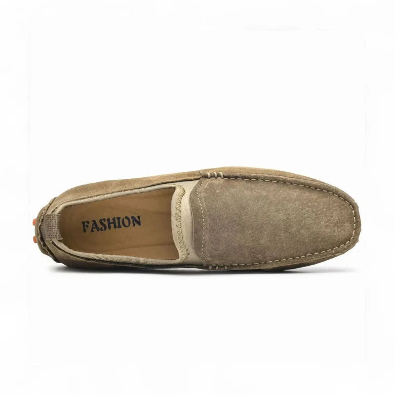 Mocassin En Daim Kaki Homme