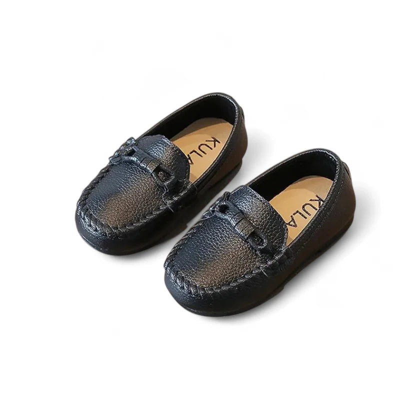 Mocassin Garçon Noir En Cuir