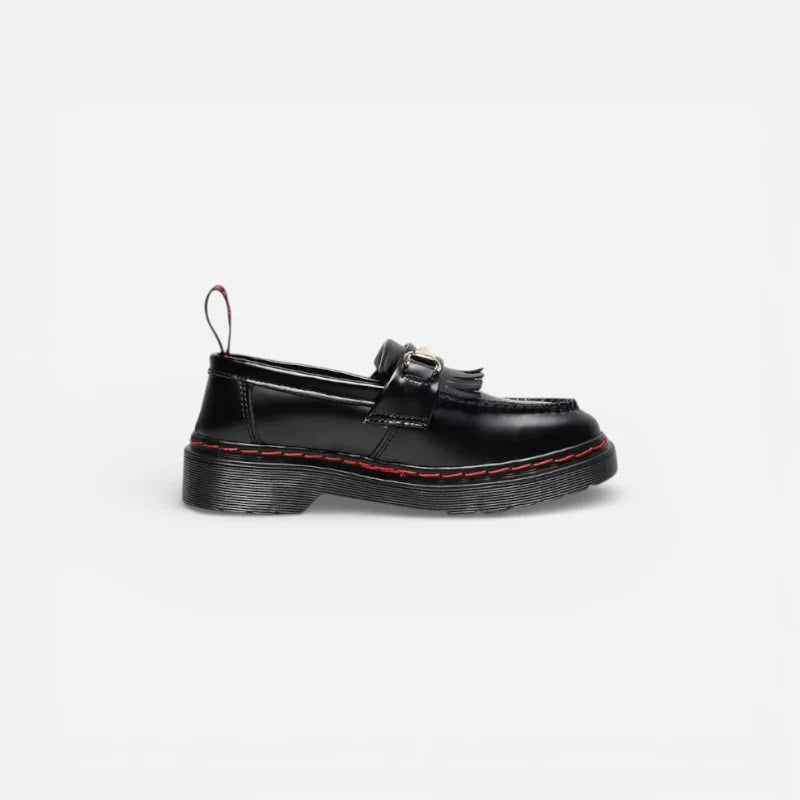 Mocassin Cuir Vernis Bicolore Frange Pour femme