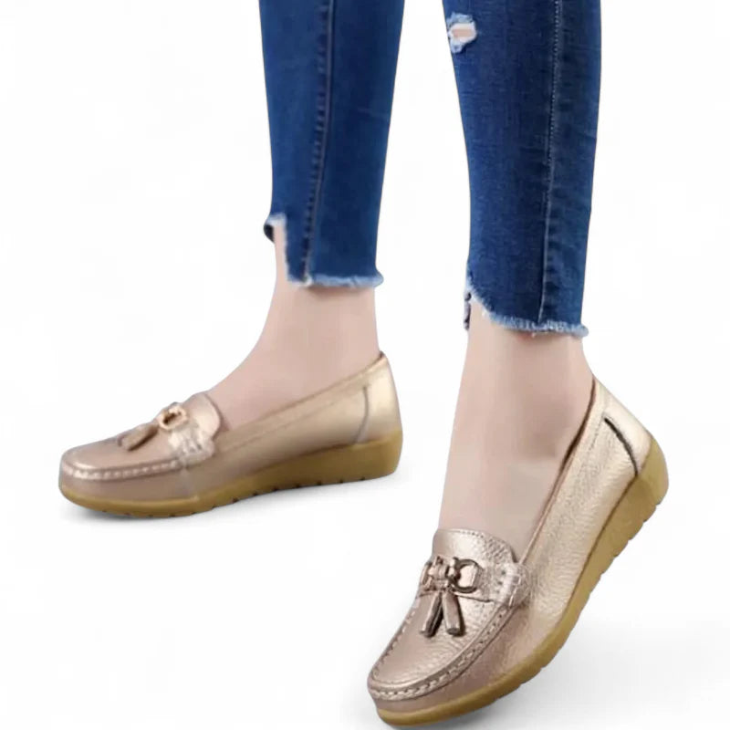 Mocassin Compensé Femme Doré