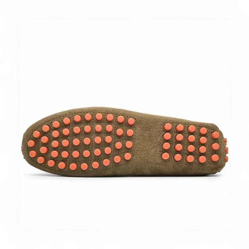 Mocassin En Daim Kaki Homme