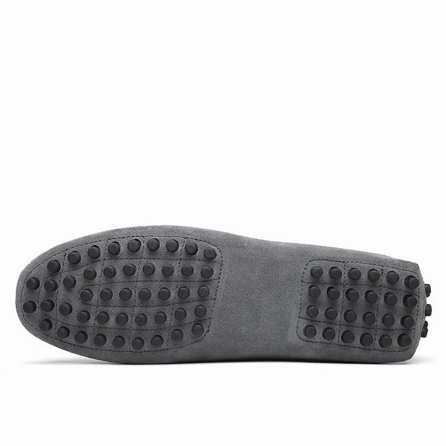 Mocassin En Daim Gris Pour Homme