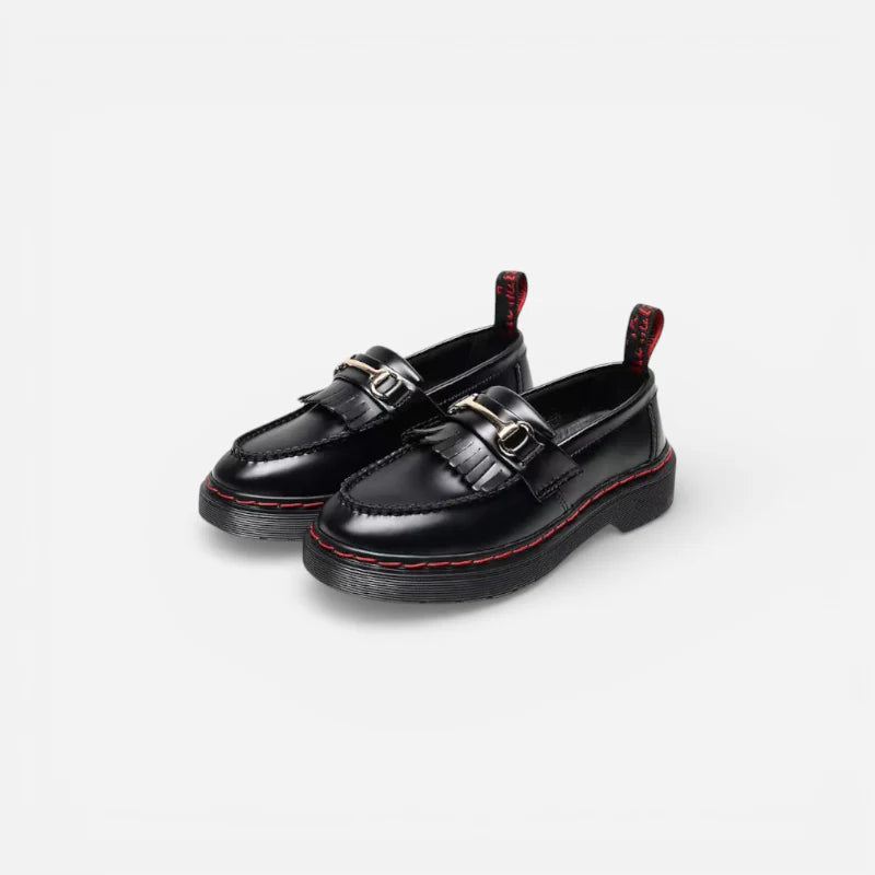 Mocassin Cuir Vernis Bicolore Frange Pour femme