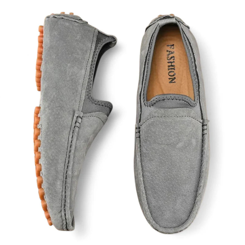 Mocassin En Daim Gris Homme