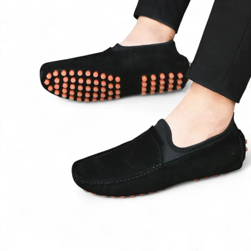 Mocassin En Daim Noir Homme Bateau