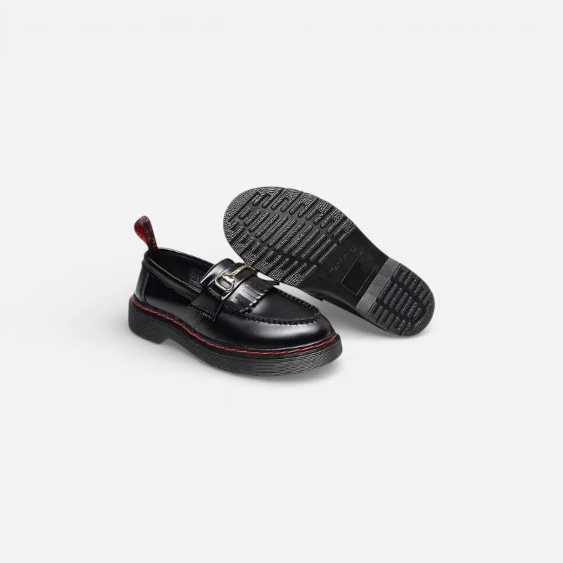 Mocassin Cuir Vernis Bicolore Frange Pour femme