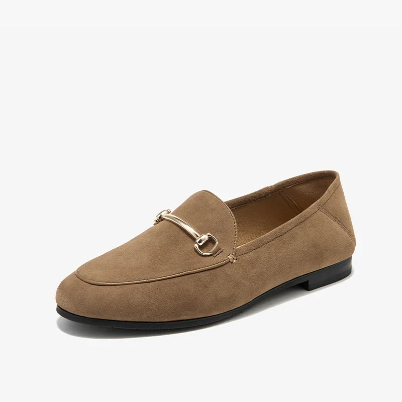 Mocassin à Talon En Daim Marron Avec Bijoux Pour Femme