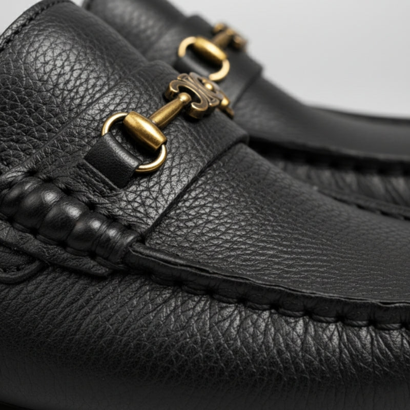 Mocassin Premium Cuir Véritable Noir Homme