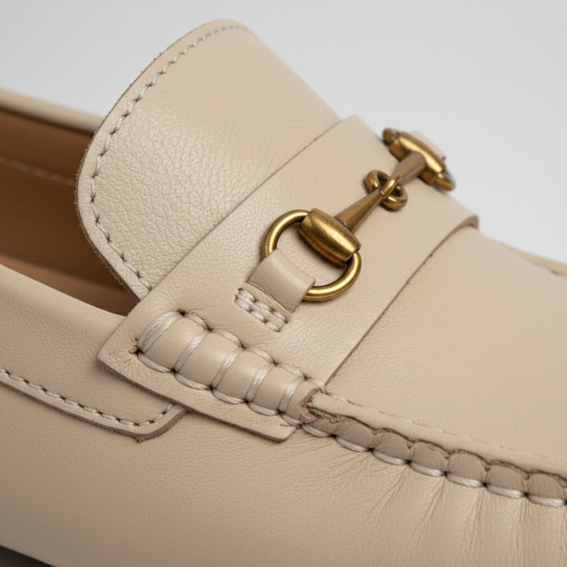 Mocassin Premium Cuir Véritable Beige Homme