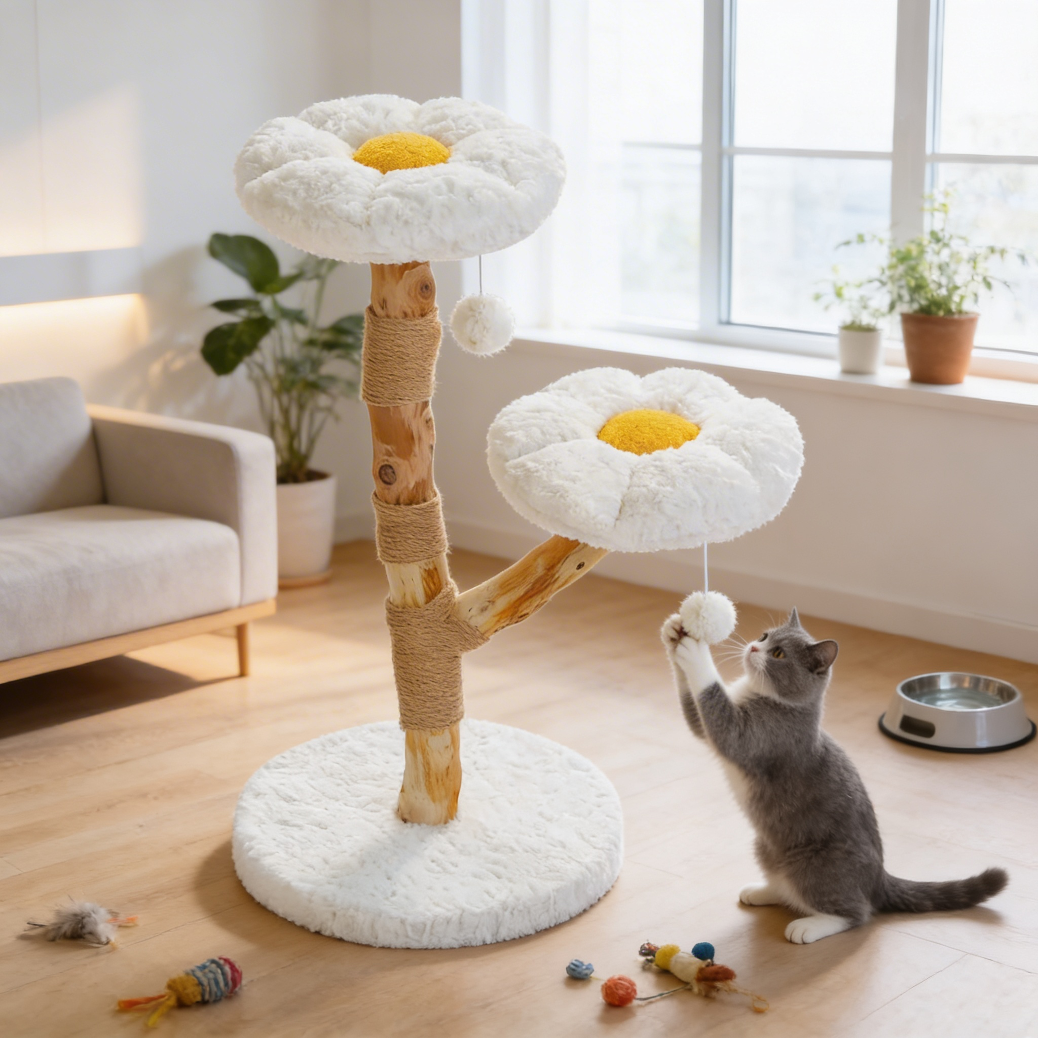Arbre à chat 2 plateformes -  92 cm