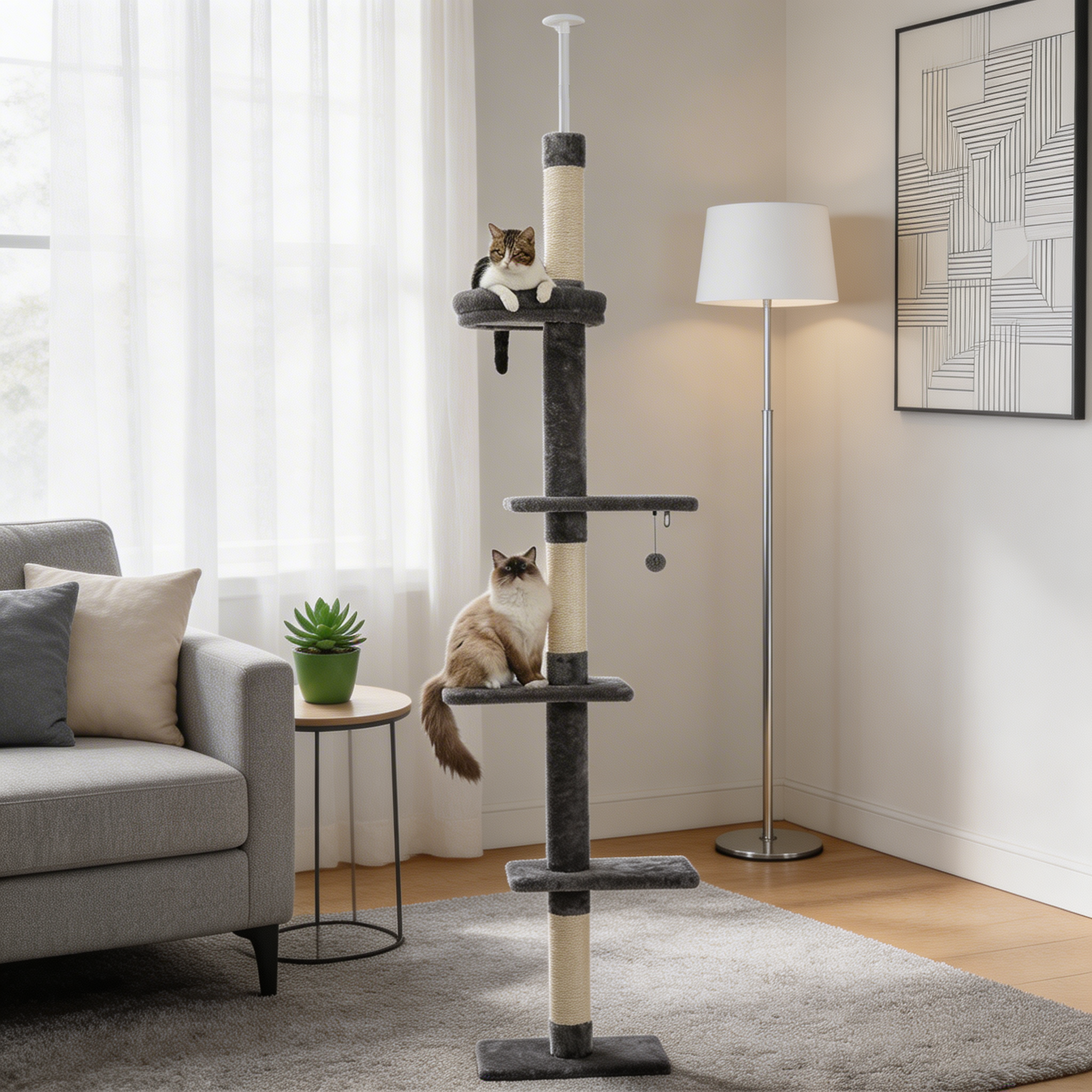Arbre à chat 4 plateforme - 274 cm