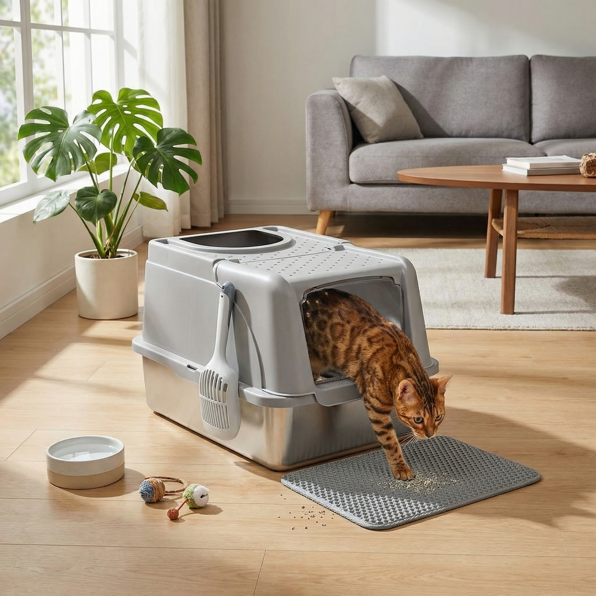 Bac à litière chat en inox