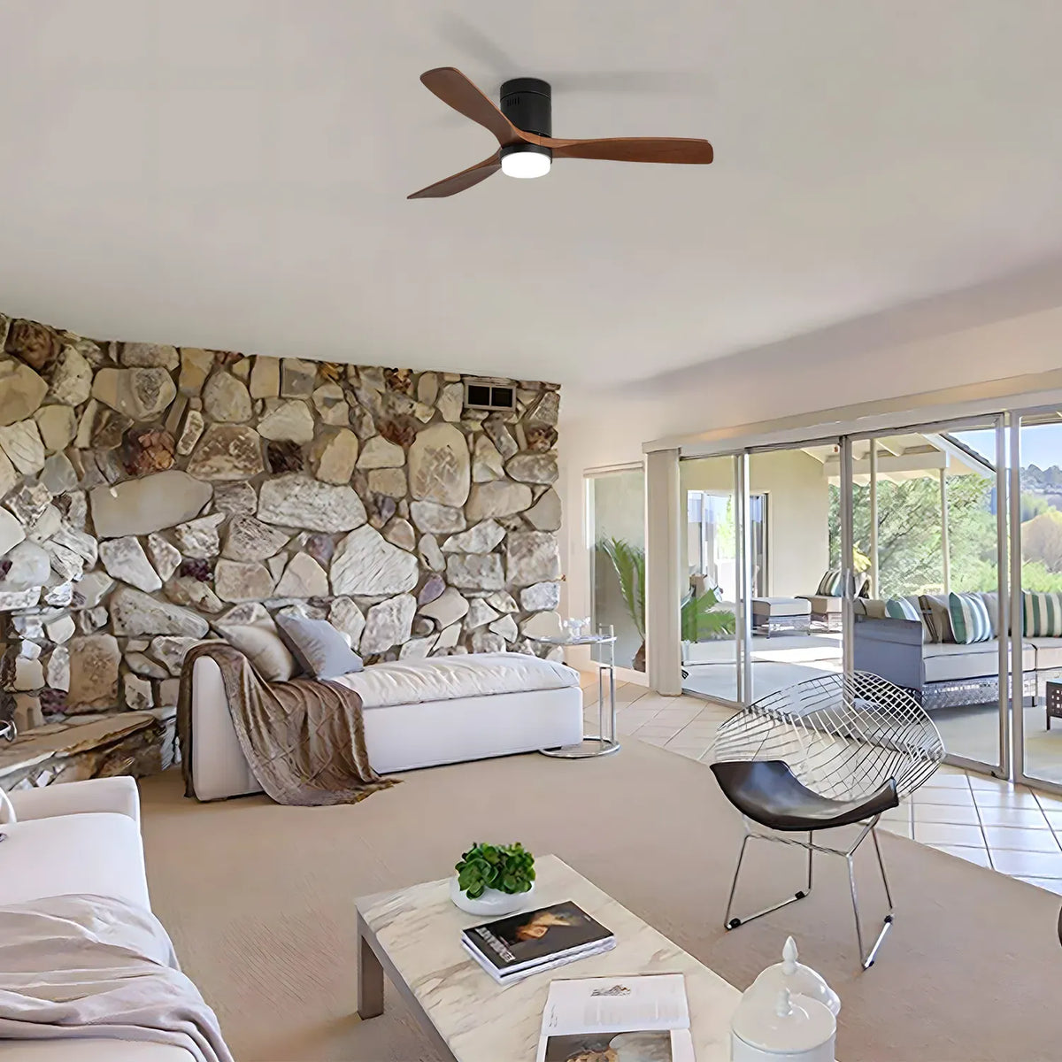 Miami | Ventilateur de plafond 132cm Aura - Pales bois & LED intégrée