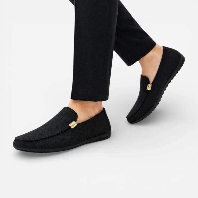Mocassin En Tissu Noir Décontracté Casual Chic Pour Homme