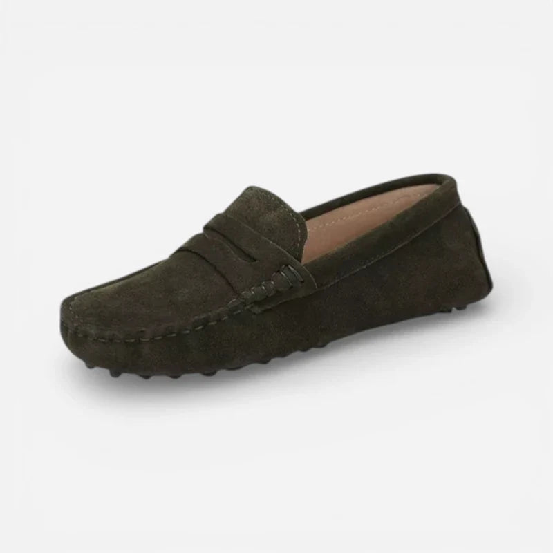 Mocassin Daim Kaki Femme