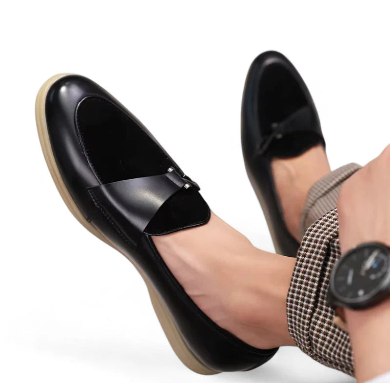 Mocassin Homme Daim Noir Cuir