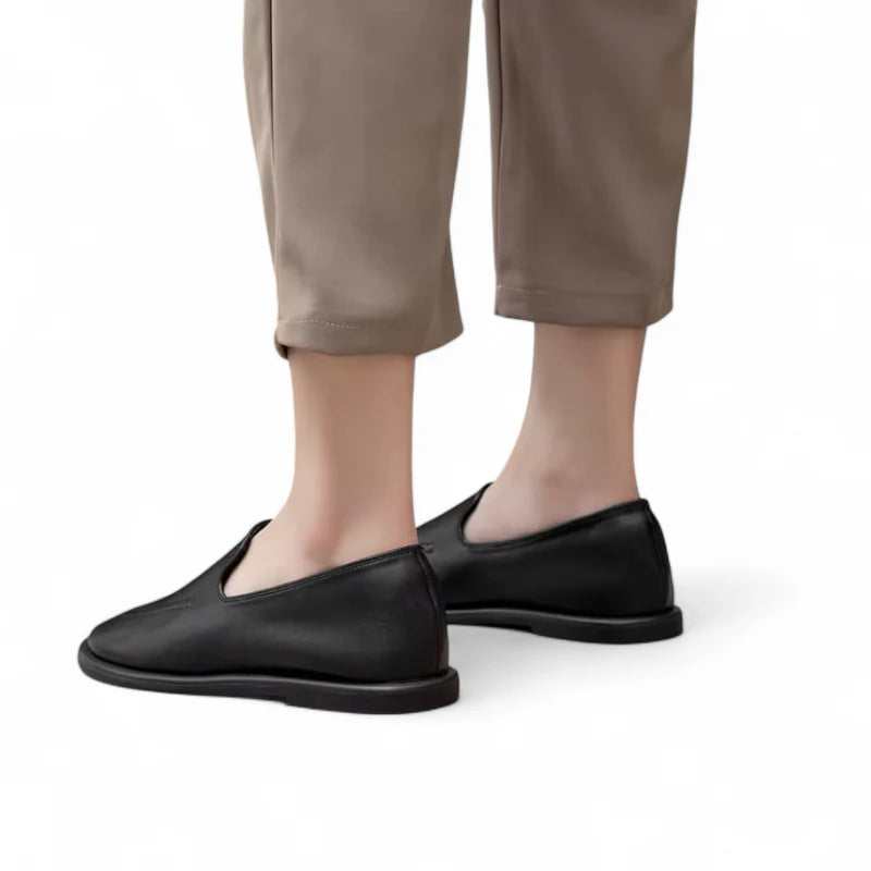 Mocassin Cuir Vernis Noir Femme
