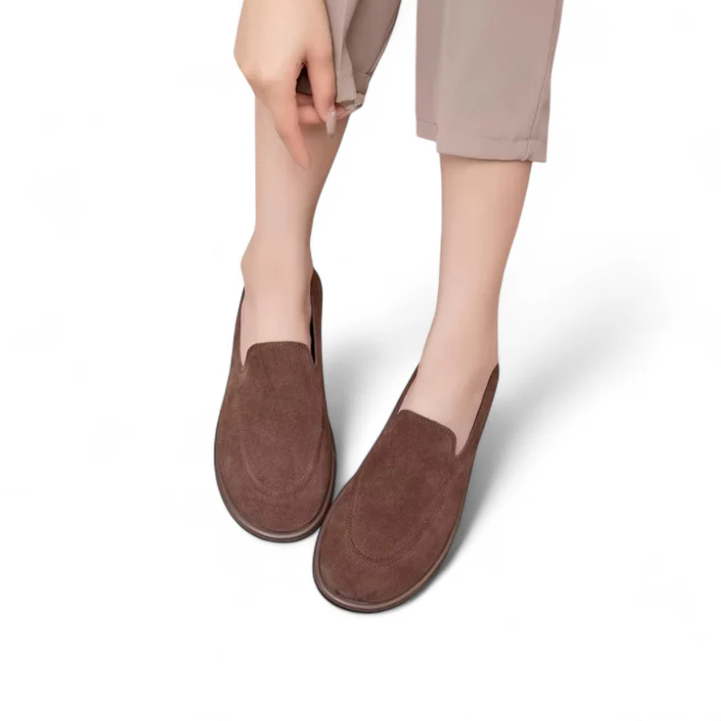 Mocassin Daim Marron Foncé Femme