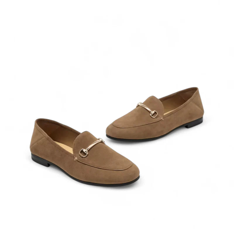 Mocassin à Talon En Daim Marron Avec Bijoux Pour Femme