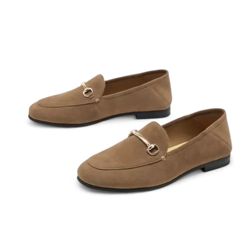 Mocassin à Talon En Daim Marron Avec Bijoux Pour Femme