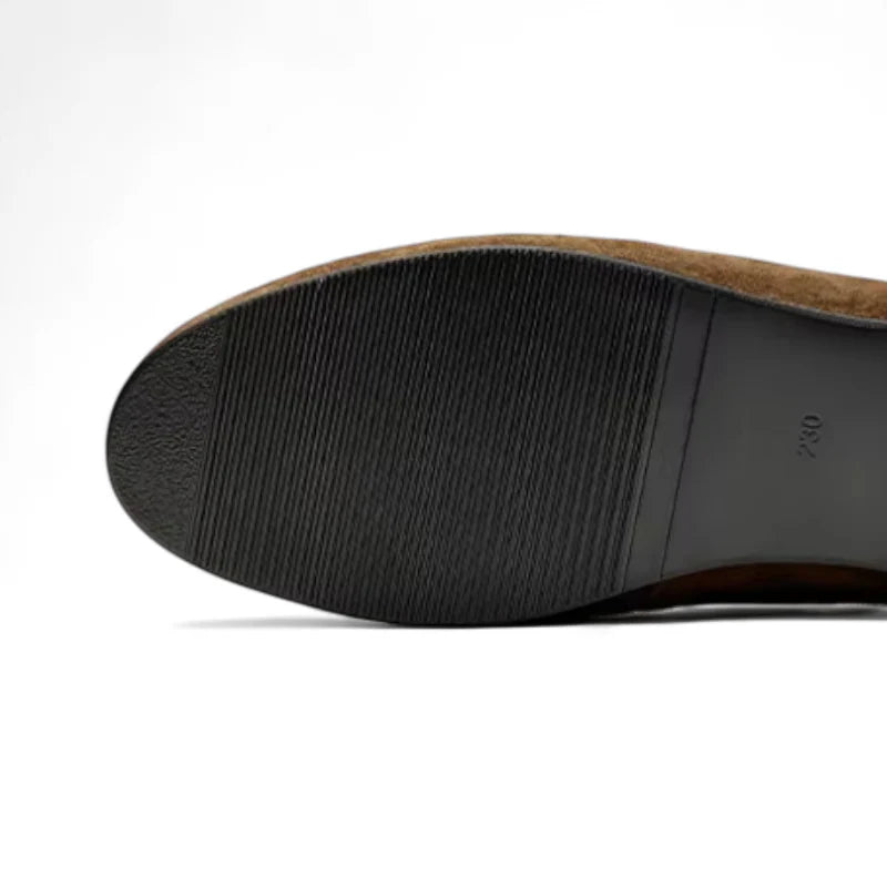 Mocassin à Talon En Daim Marron Avec Bijoux Pour Femme