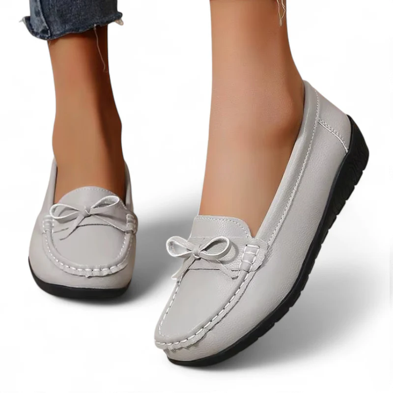 Mocassin Noeud Papillon Gris Femme