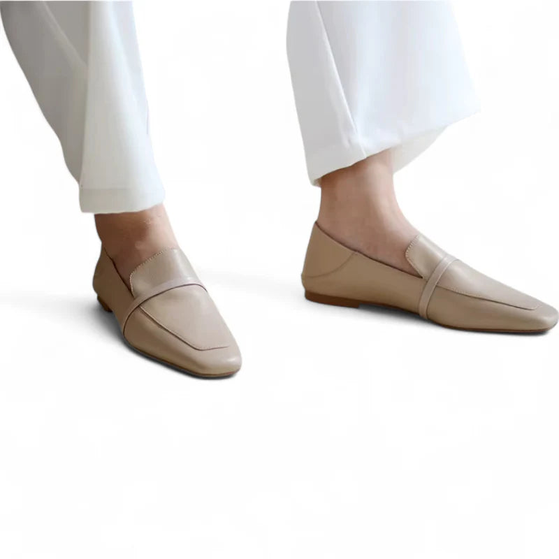 Mocassin Cuir Marron Bout Carré Femme