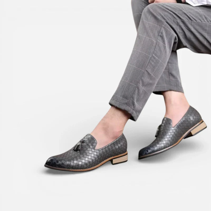 Mocassin Cuir Gris Homme