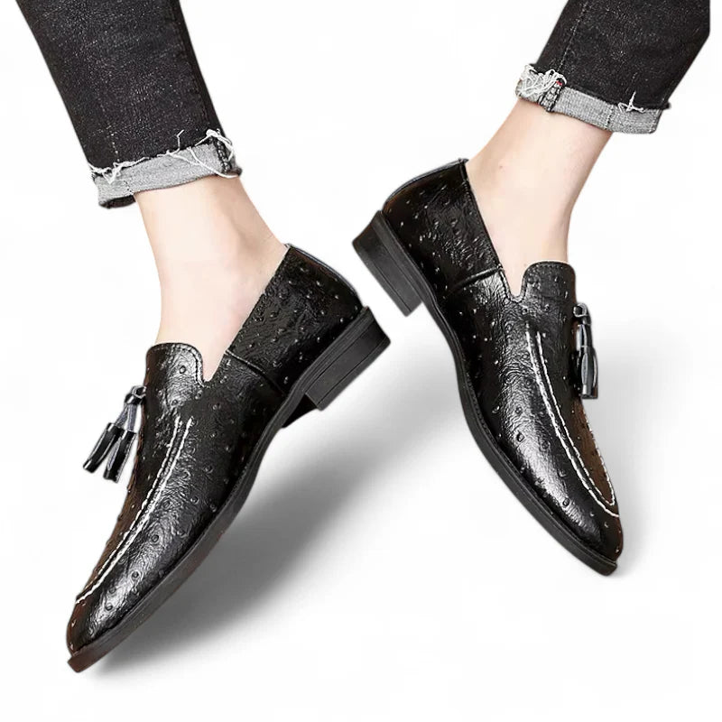 Mocassin Cuir vernis Noir à Points Homme