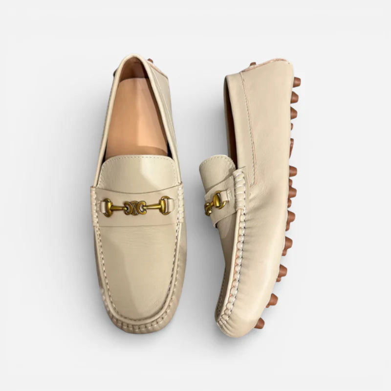 Mocassin Premium Cuir Véritable Beige Homme