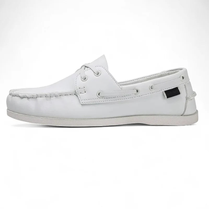 Mocassin En Cuir à Lacet Blanc Pour Homme