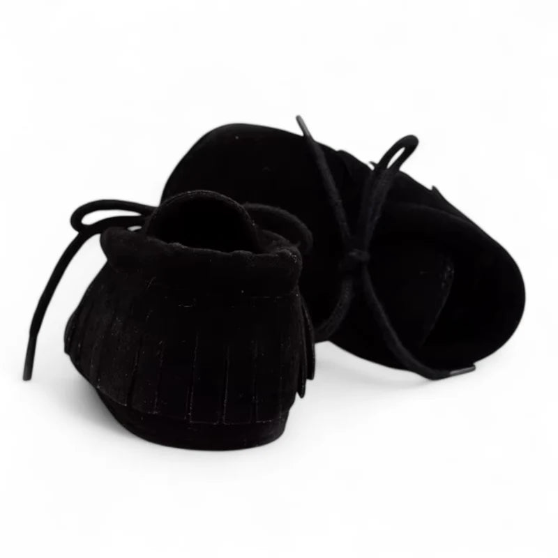 Mocassin En Daim Noir à Lacet Pour Bébé