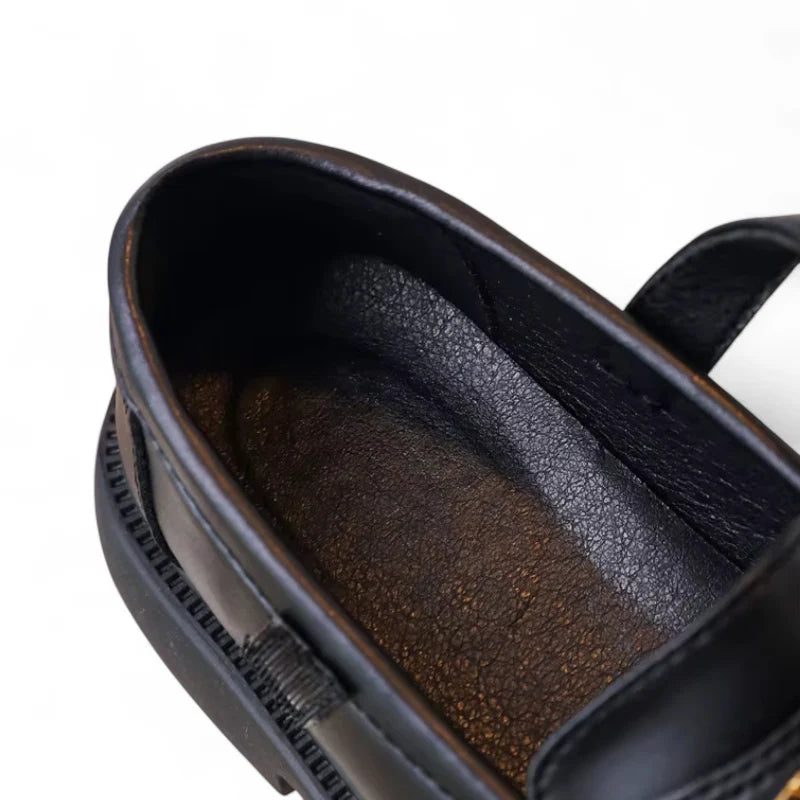 Mocassin Cuir Noir Enfant Fille