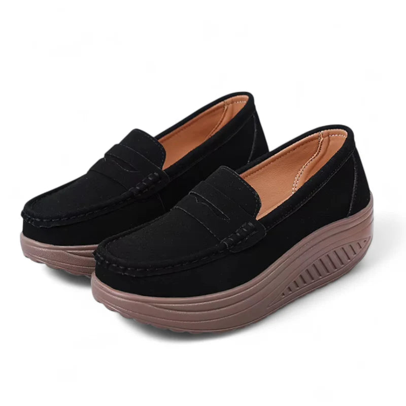 Mocassins Femme Noir Plateforme