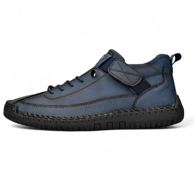 Mocassin En Cuir Bleu Marine à Lacets à Couture Pour Homme