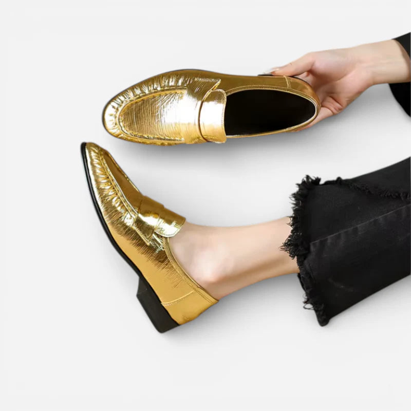 Mocassin Doré Pour Femme