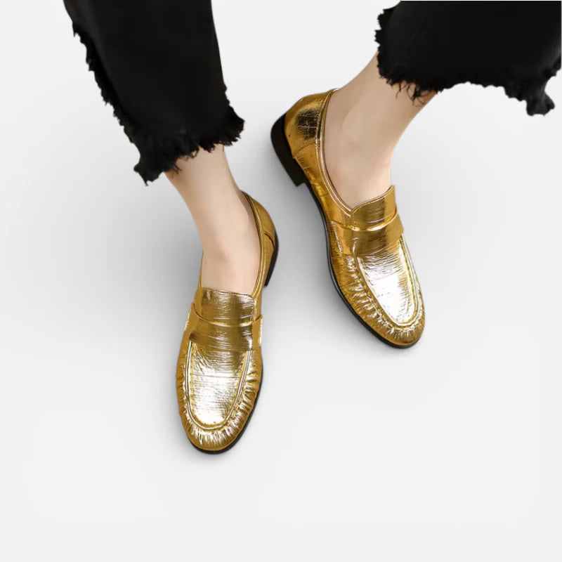 Mocassin Doré Pour Femme