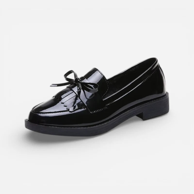Mocassin Noir Brillant Femme