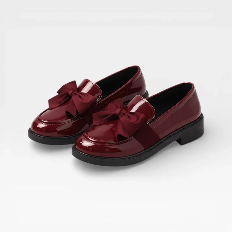 Mocassin En Cuir Bordeaux Vernis Pour Femme