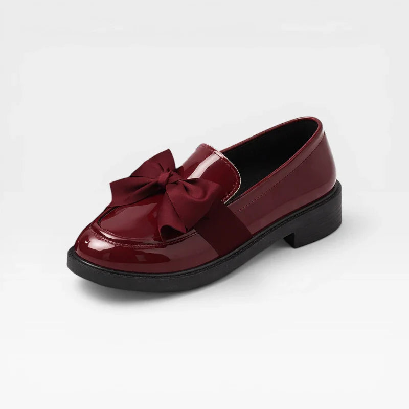 Mocassin En Cuir Bordeaux Vernis Pour Femme