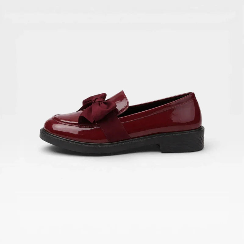 Mocassin En Cuir Bordeaux Vernis Pour Femme