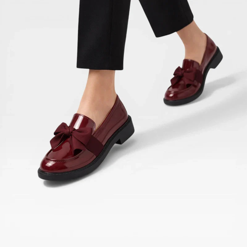 Mocassin En Cuir Bordeaux Vernis Pour Femme