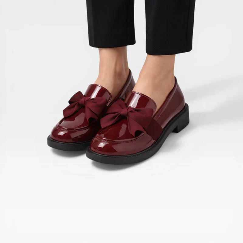 Mocassin En Cuir Bordeaux Vernis Pour Femme
