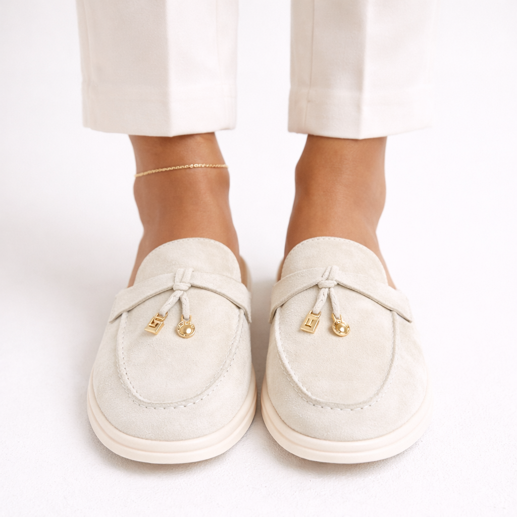 Mocassin Ouvert Crème Femme