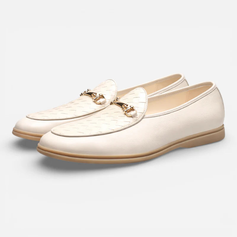 Homme Chaussures Mocassin Blanc Cuir