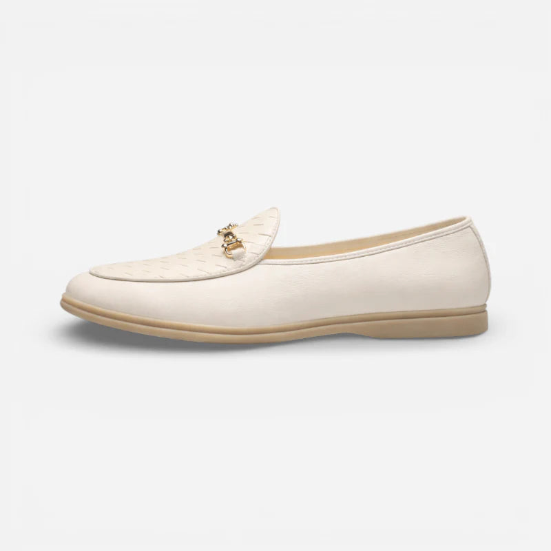 Homme Chaussures Mocassin Blanc Cuir